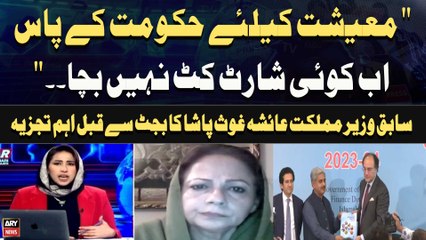 " Maeeshat Ke Liye Hukoomat Ke Paas Ab Koi Short Kat Nahi Bacha. ." Aisha Ghaus Pasha