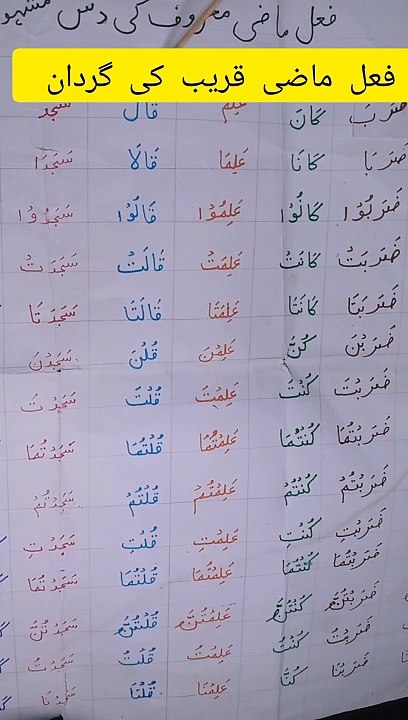فعل ماضی قریب کی گردان
