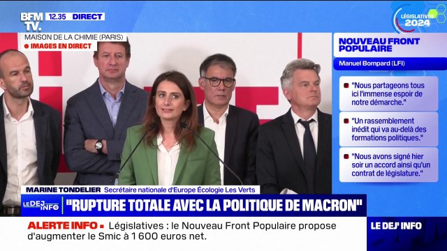 Nouveau Front populaire: Emmanuel Macron n'aura pas de majorité , assure Marine Tondelier (secrétaire nationale EELV)