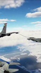 A plane refueling in the air