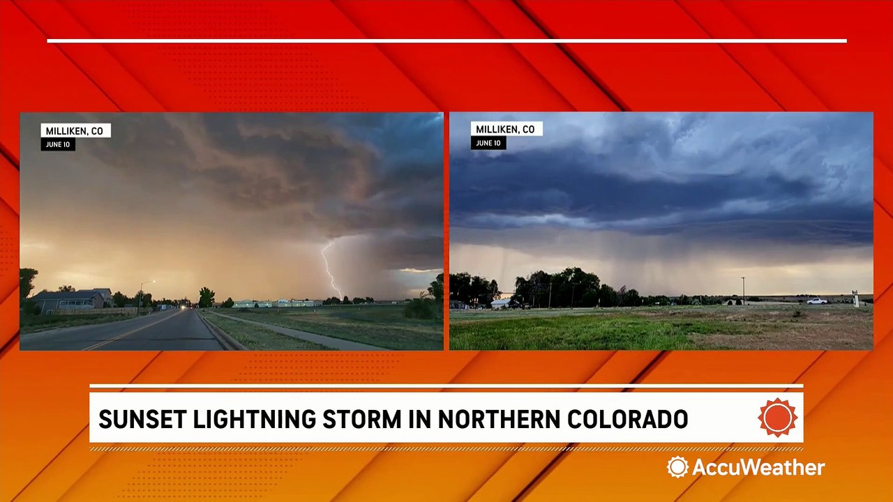 Sunset lightning storm makes for a spectacular sight in Colorado
