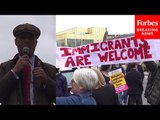 Nigel Farage Confronted By Protestors During Campaign Event In Barnsley