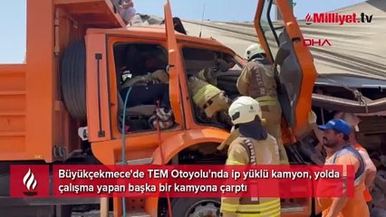 Büyükçekmece'de TEM Otoyolu'nda kaza: Trafik kilitlendi