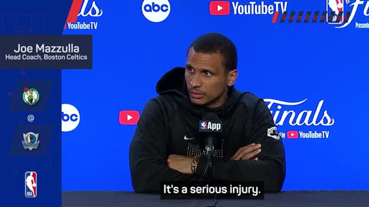 Celtics react to Kristaps Porzingis' leg injury...