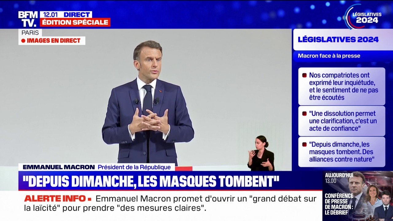 "Les sondages indiquent que les deux tiers des Français comprennent et veulent cette dissolution", affirme Emmanuel Macron