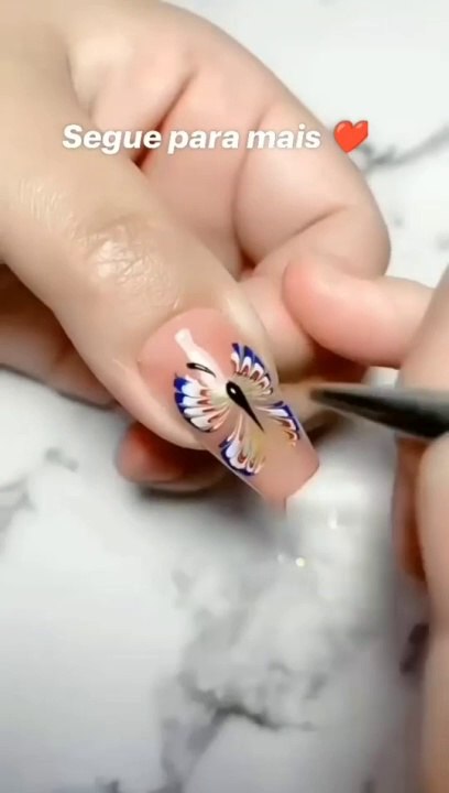 Easy butterfly  nail art design trick