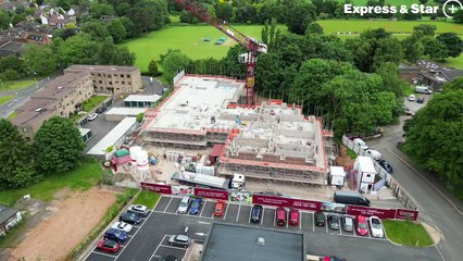 Fresh aerial footage of new Croft Lodge residential apartments being built in Aldridge.