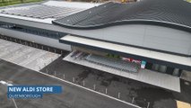 Drone footage of new £9m Aldi store at Neats Court, Queenborough