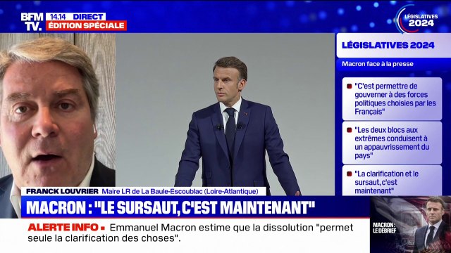 Il faut construire une formation centrale juge Franck Louvrier, maire LR de La Baule-Escoublac (Loire-Atlantique) après la conférence de presse d'Emmanuel Macron