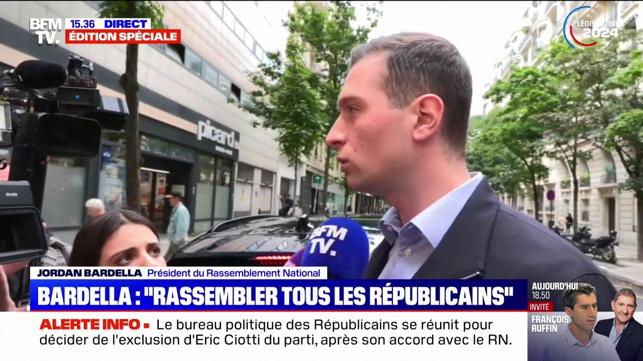 Législatives 2024: Jordan Bardella appelle à "rassembler tous les républicains"