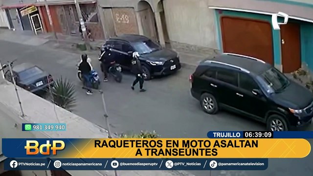 Ladrones en motocicleta asaltan a transeúntes en calle de Trujillo