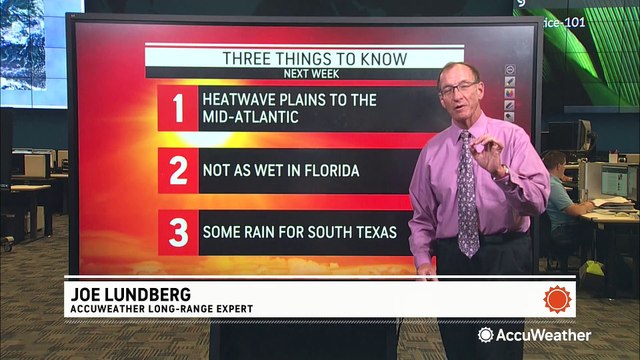 Heat wave in the Plains and mid-Atlantic, rain in southern Texas