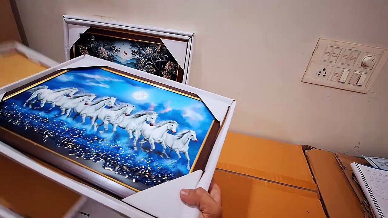 Unboxing and Review of Vastu 7 Running Horses 5D modern art picture wall photo frame for wall,living room, gifts Painting