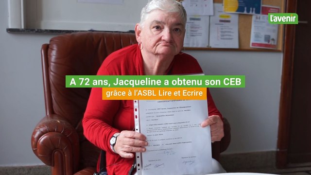 A 72 ans, Jacqueline a obtenu son CEB grâce à l'ASBL Lire et Ecrire