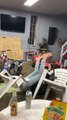 Woman Fall Off Chair While Working in Garage