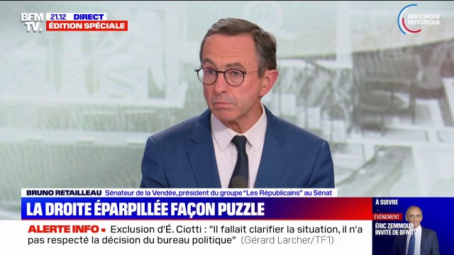 Éric Ciotti exclu de LR: Un spectacle décevant et blessant , pour Bruno Retailleau (président du groupe Les Républicains au Sénat)