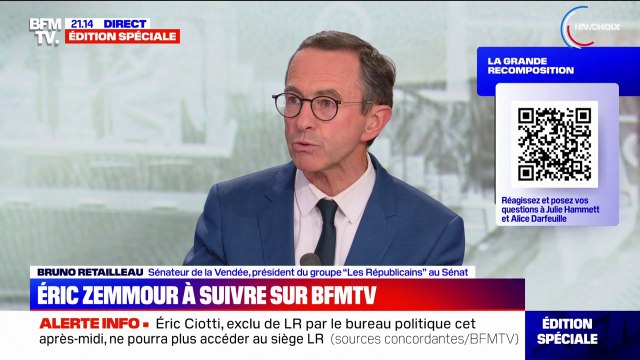 Bruno Retailleau (président du groupe LR au Sénat): Éric Ciotti s'est exclu par lui-même parce qu'il n'a pas observé les statuts