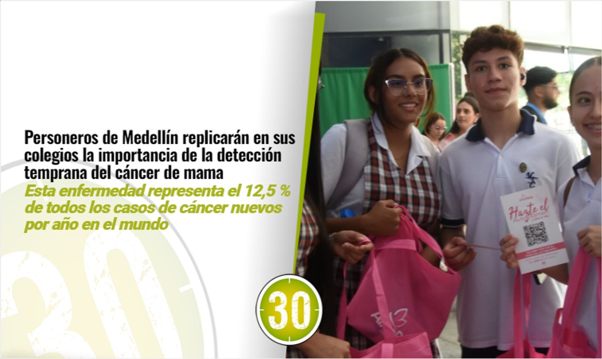 Personeros de Medellín replicarán en sus colegios la importancia de la detección temprana del cáncer de mama