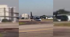 Brezilya'da iniş takımları arızalanan uçak burun üzerine iniş yaptı