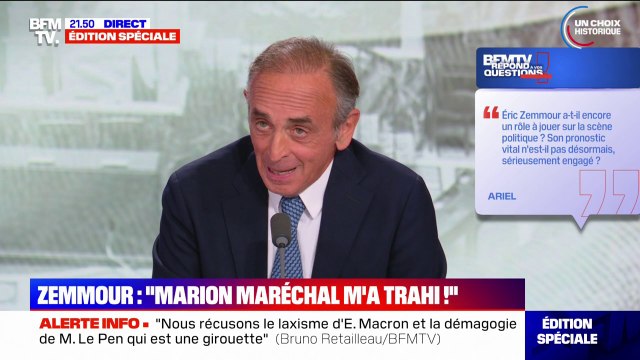 Éric Zemmour a-t-il encore un rôle à jouer sur la scène politique? : Le président de Reconquête répond à la question d'Ariel, téléspectateur de BFMTV