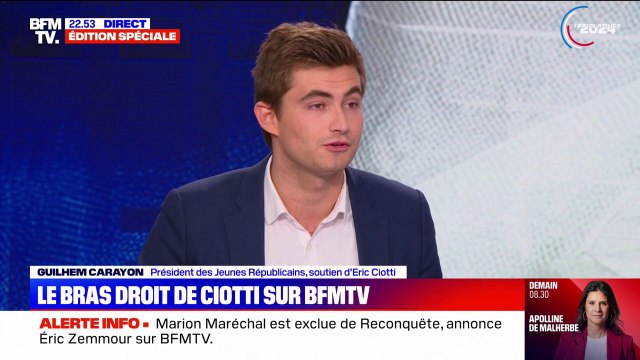 Guilhem Carayon (président des Jeunes Républicains) sur l'alliance avec le RN: On veut bâtir une coalition avec le Rassemblement national (...) Tous ceux qui aiment la France sont les bienvenus