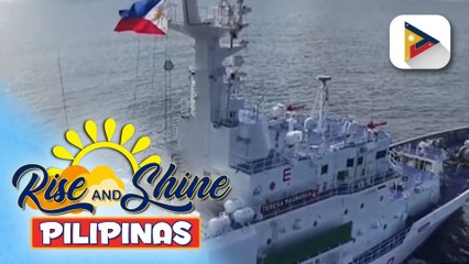 Download Video: Mga tauhan ng PCG, nagsagawa ng ceremonial flag raising sakay ng BRP Teresa Magbanua sa Sabina Shoal