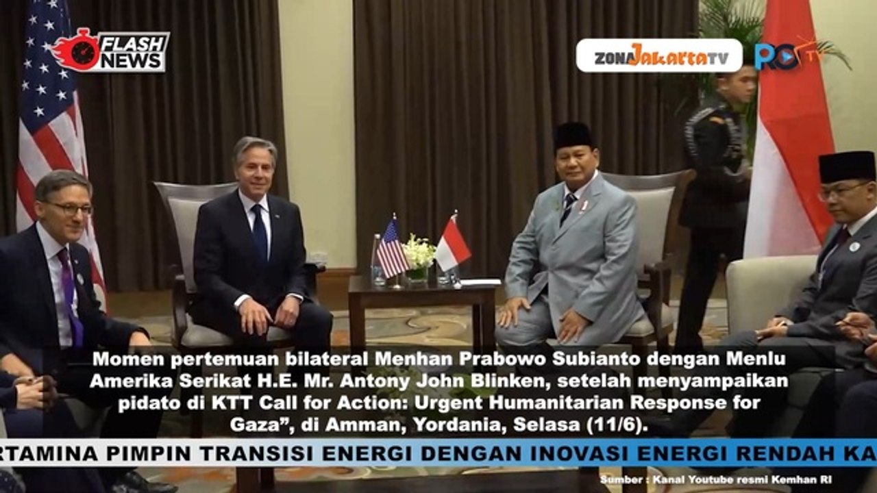 MENHAN PRABOWO BERTEMU MENLU AMERIKA SERIKAT BAHAS KERJA SAMA GENCATAN SENJATA DI GAZA