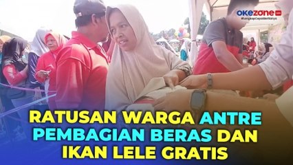 Ratusan Warga Serbu Tempat Pembagian Beras dan Ikan Lele Gratis di Purbalingga