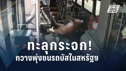 ระทึก! วินาทีกวางพุ่งชนทะลุกระจกรถโดยสารในสหรัฐฯ | ข่าวต่างประเทศ | PPTV Online