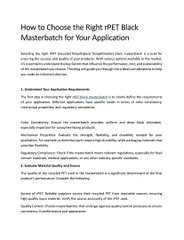 How to Choose the Right rPET Black Masterbatch for Your Application