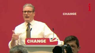 Starmer briefly interrupted by protester during manifesto launch speech