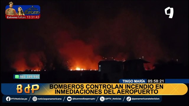 ¡Intensa lluvia ayudó!: Incendio en alrededores del aeropuerto de Tingo María fue controlado por Bomberos