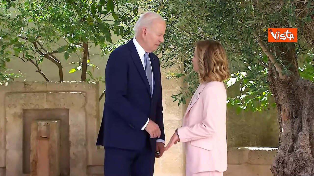 G7, Giorgia Meloni accoglie il Presidente Usa Biden