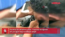 Karaköy'de akılalmaz anlar! Tramvay durağında bir çocuğun başı turnikeye sıkıştı