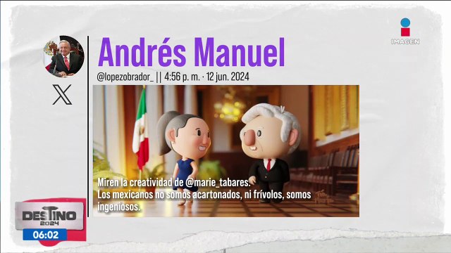 López Obrador comparte imagen animada de su reunión con Claudia Sheinbaum