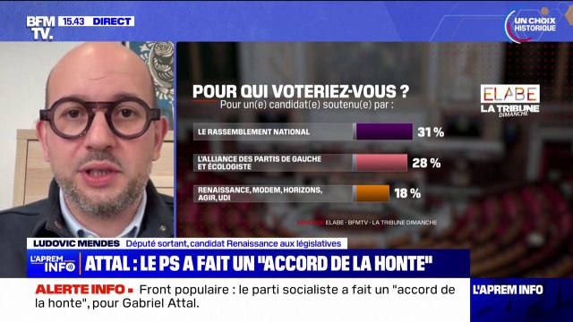 Législatives: l'accord des gauches sert à tenir leurs places à l'Assemblée nationale , selon Ludovic Mendes (candidat Renaissance)