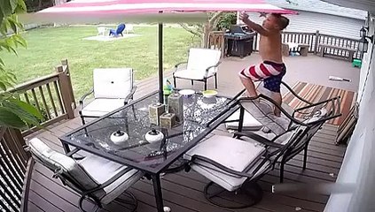 Stupid kid breaks glass table