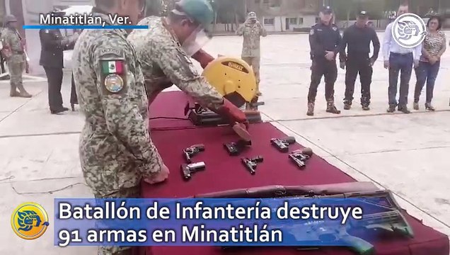 Batallón de Infantería destruye 91 armas en Minatitlán