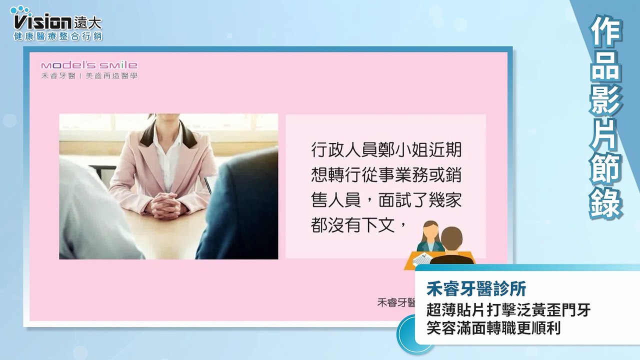超薄貼片打擊泛黃歪門牙 笑容滿面轉職更順利｜禾睿牙醫診所 - 作品節錄｜遠大整合行銷