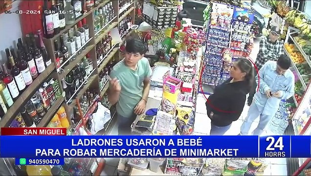 San Miguel: buscan identificar a ladrones que usaron a bebé para robar en minimarket
