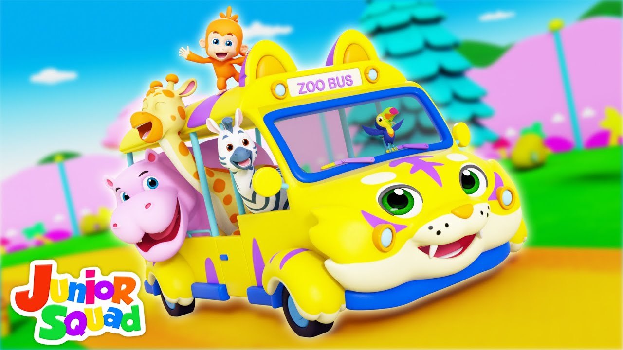 Wheels on the Bus Going to the Zoo - Learn Zoo...