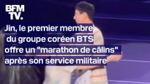 Jin, le premier membre du groupe coréen BTS à finir son service militaire, offre un “marathon de câlins” à des fans