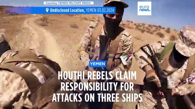 Missile strike from Yemen-backed Houthi rebels sets a cargo ship ablaze