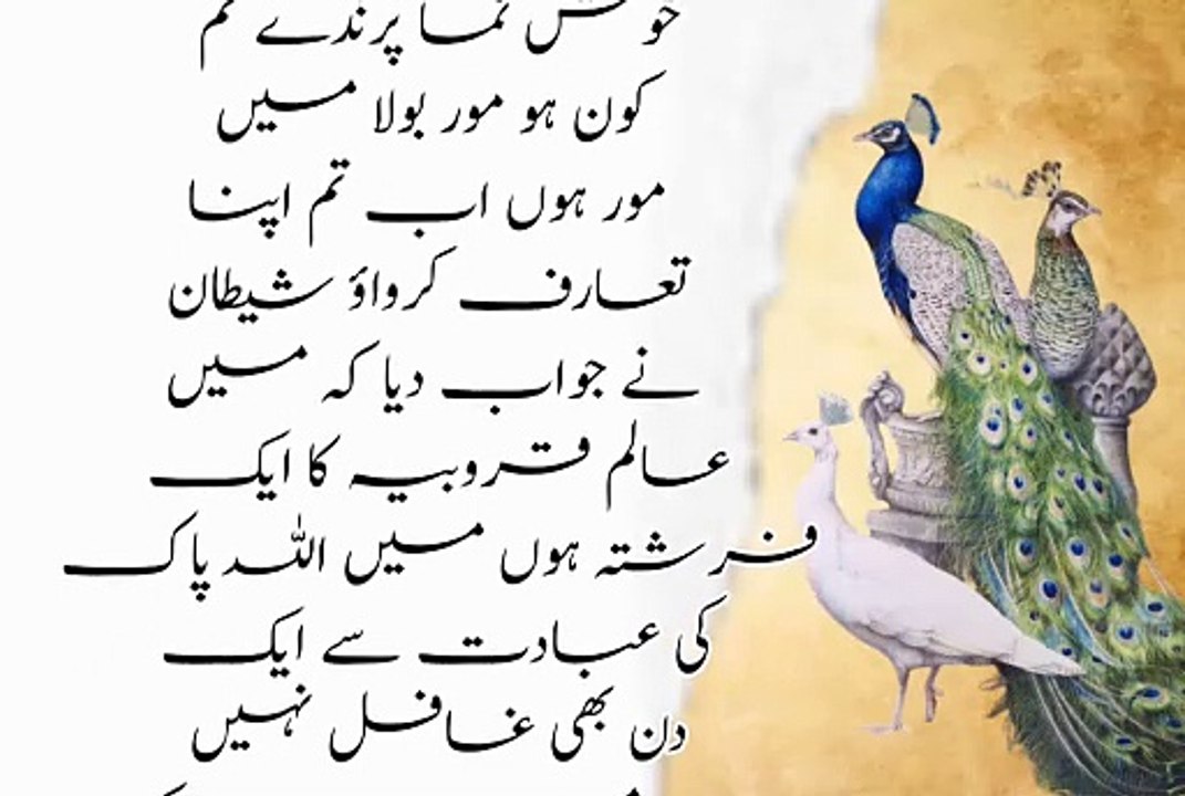mor ko jannat sy ku nikala, mor or sanp ko jannat sy kyo nikala, shaitan ko jannat sy kiyo nikala