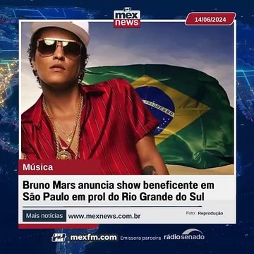 Bruno Mars anuncia show beneficente em São Paulo em prol do Rio Grande do Sul