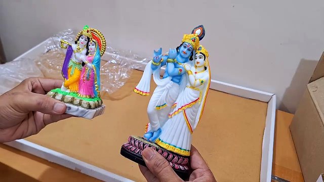 Unboxing and Review of Radha Krishna Showpiece Figurine, Perfect for Your mandir, Table, Reception, Office Big Size Marble Radha Krishna Murti for Home Décor