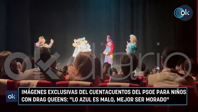 Imágenes exclusivas del cuentacuentos del PSOE para niños con drag queens: Lo azul es malo, mejor ser morado