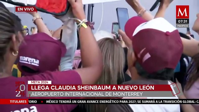 Claudia Sheinbaum llega a Monterrey para gira con AMLO
