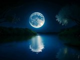 Enchanted Forest With Night View| Full Moon In The Lap Of Ocean| Nature animation