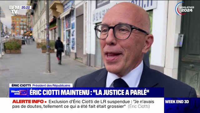 La justice a parlé : la réaction d'Éric Ciotti après l'invalidation par la justice de son exclusion des Républicains